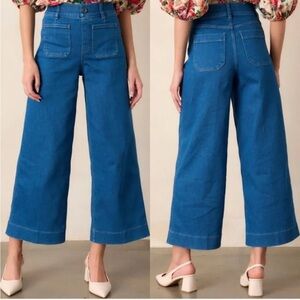 SPANX EveryWear Wide Leg Cropped Jeans with Patch Pockets Size Medium